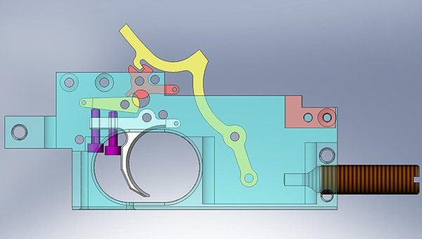 Пневматическая винтовка Moran со схемой спусковой группы

